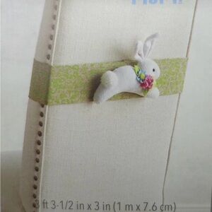 Pier 1 White Bunny Plush with Green and Pink Accents Chair Decoration